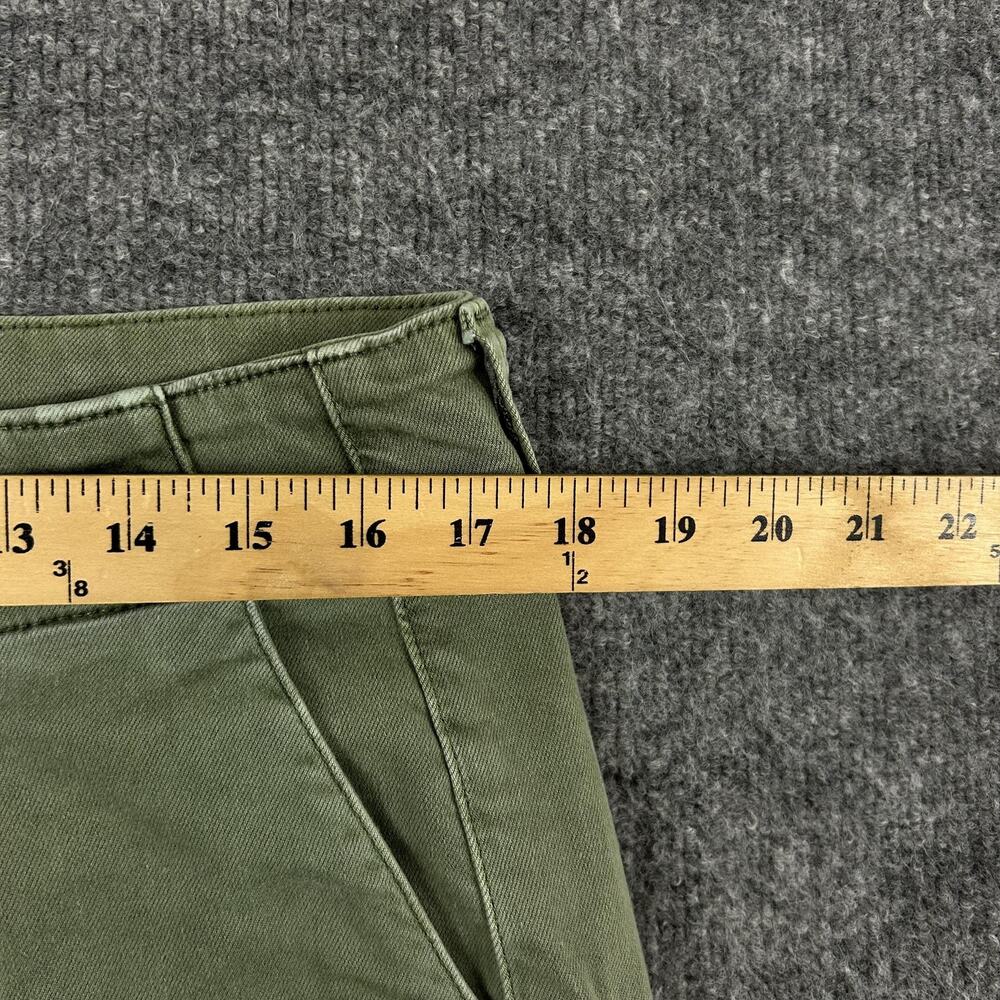 Paige Pants 31 Brooklyn Vintage Green High Rise Wide Leg Cropped Pleated Casual - Picture 12 of 16